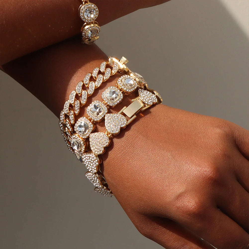 Iced Out Pink Crystal Bracelet Jewelry