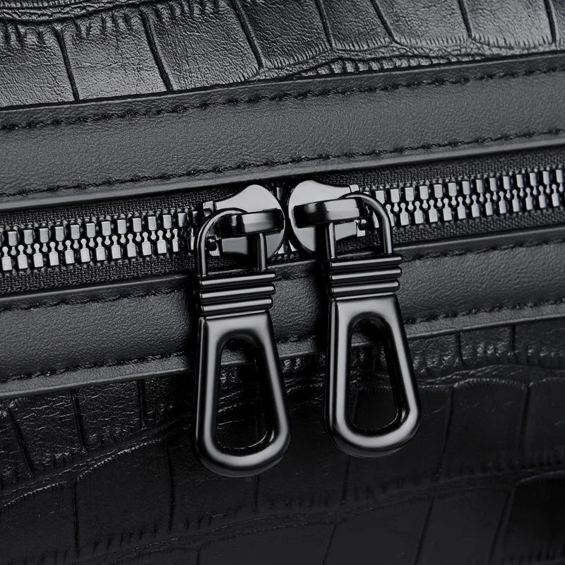Men's Business Travel Tote Luxury Alligator PU Leather Luggage Bag