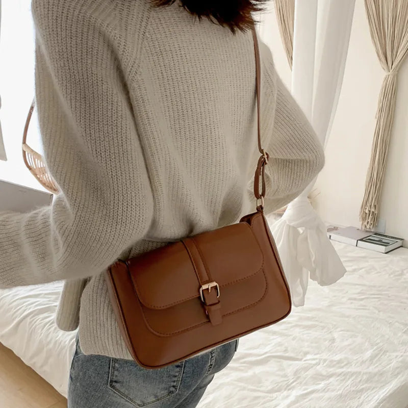 Vintage Shoulder Crossbody Bags PU Leather Trendy Fashion Handbags Retro Bag