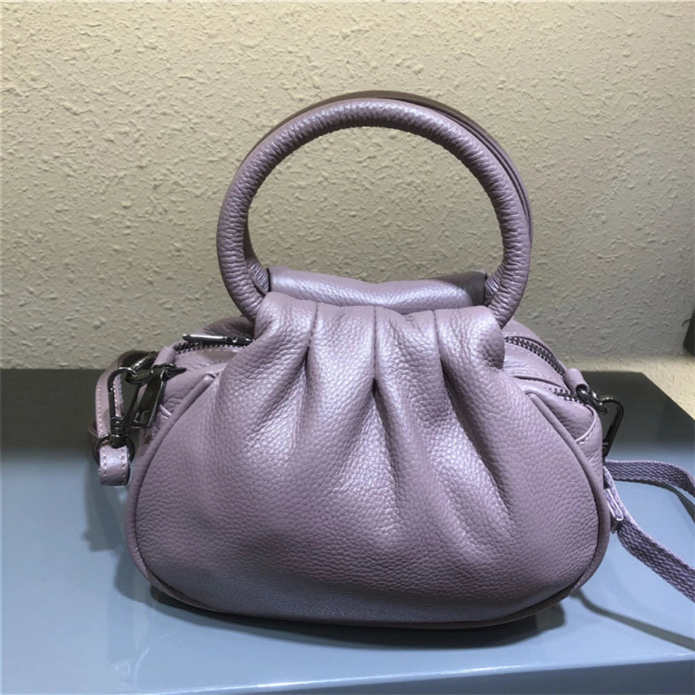 Luxury Design Cowhide Leather Shoulder Bag Women's Handbag