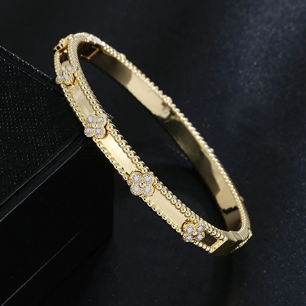 Leaf Zircon Bracelet Luxury Fashion Classic Plant Large Flower Bracelet