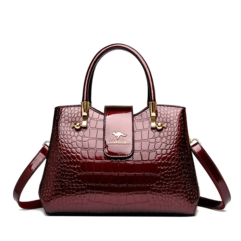 Casual Tote Bag Oil PU Leather Handbag Crossbody Bag