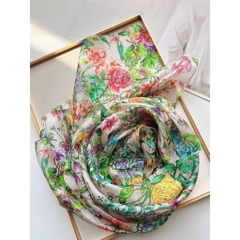Large 100% Mulberry Silk Scarf Oblong Shawl Neck Scarf Wrap