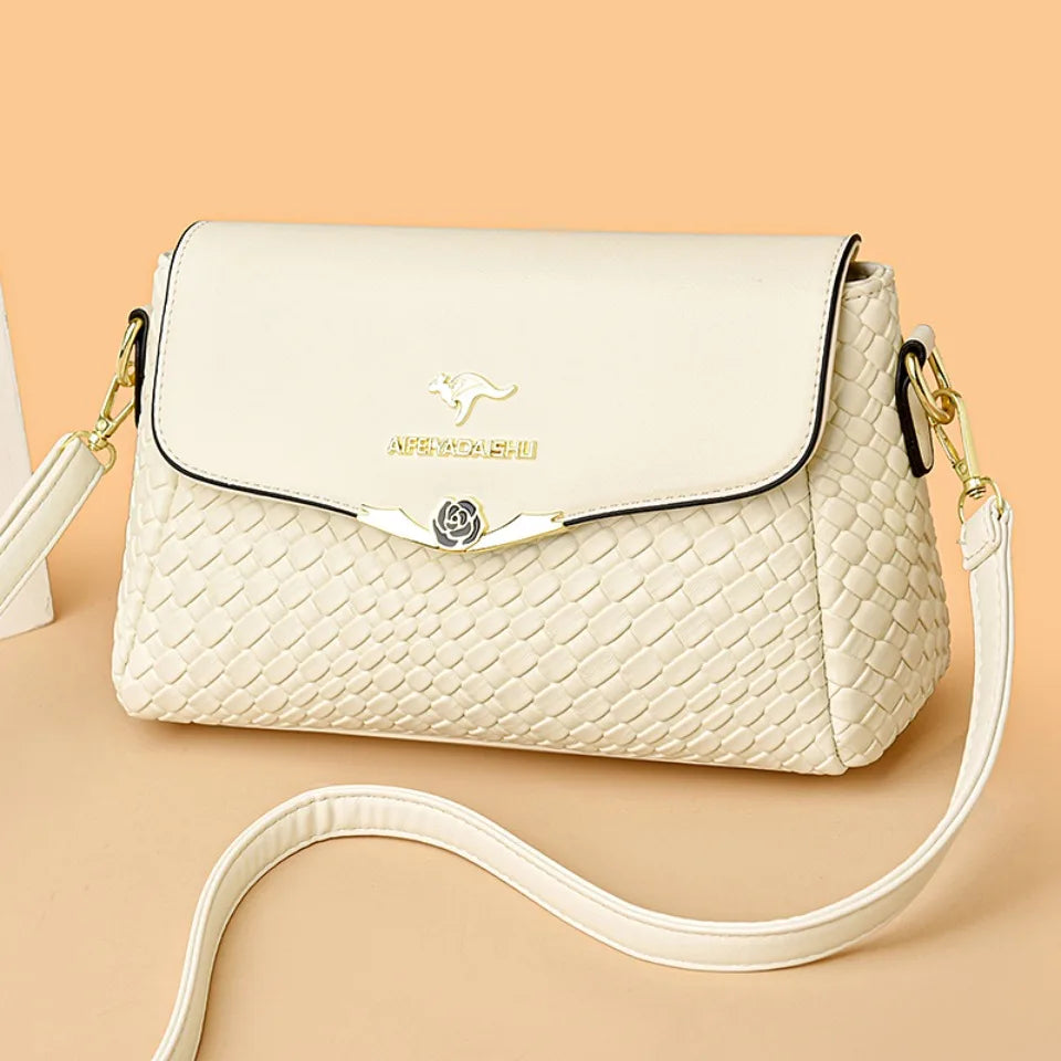Luxury Handbag Design Pu Leather Knitting Shoulder Messenger Crossbody Bags