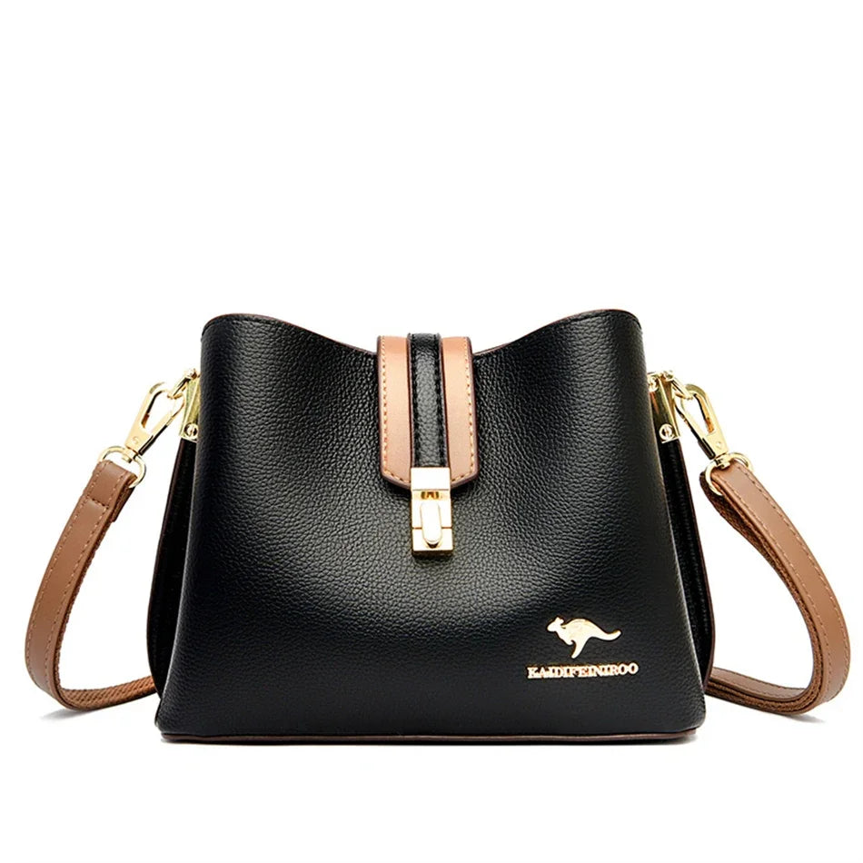 High Quality 3 Layers Purse and Handbag Luxury Leather Crossbody Small Tote