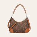 Crossbody Cork Leather Patchwork PU National Printing Half Moon Shoulder Bag
