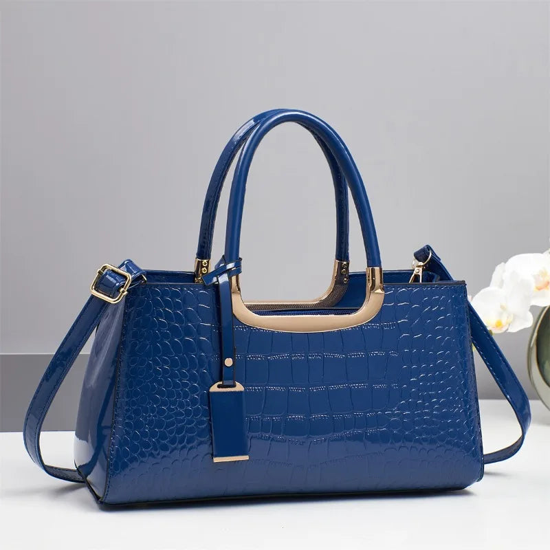 Patent Leather Casual Tote Bag Large Capacity Boston Handbag