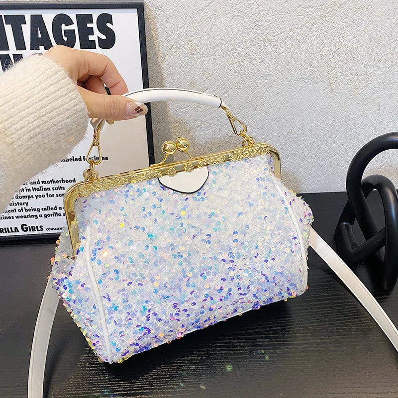 Satin Vintage Evening Bag Metal Flower Luxury Clutch Handbag