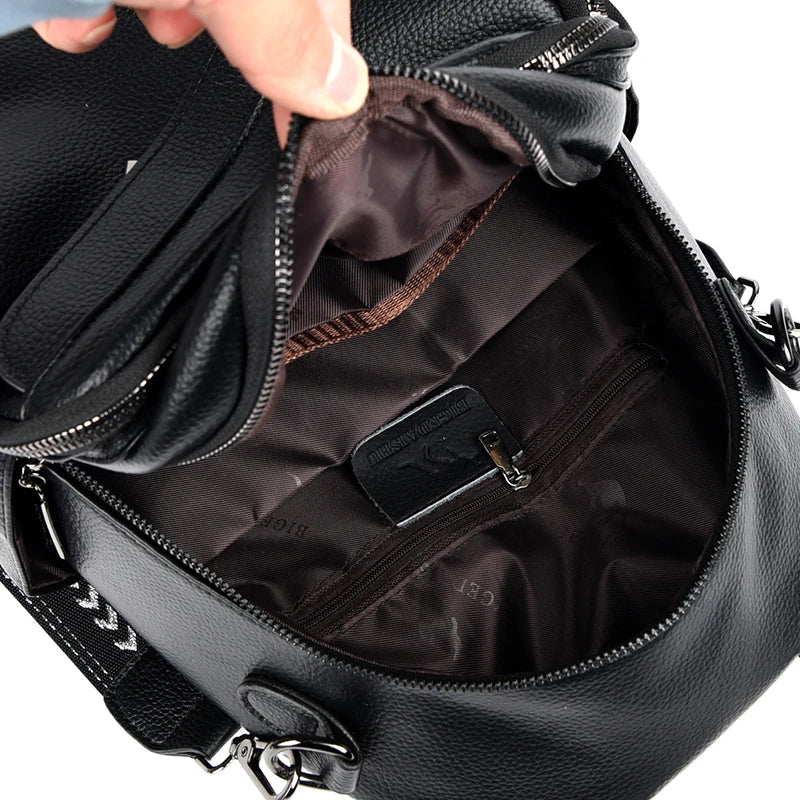 Fashion Backpack Women Shoulder Bag Soft Leather Rucksack