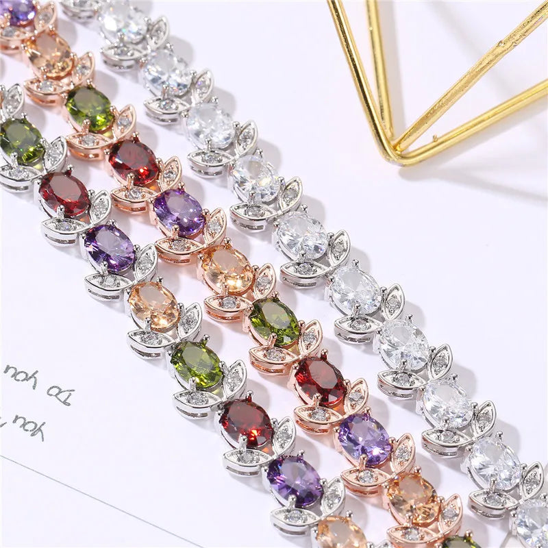 Fashionable Rose Gold Bracelet Moissanite Diamond Inlaid