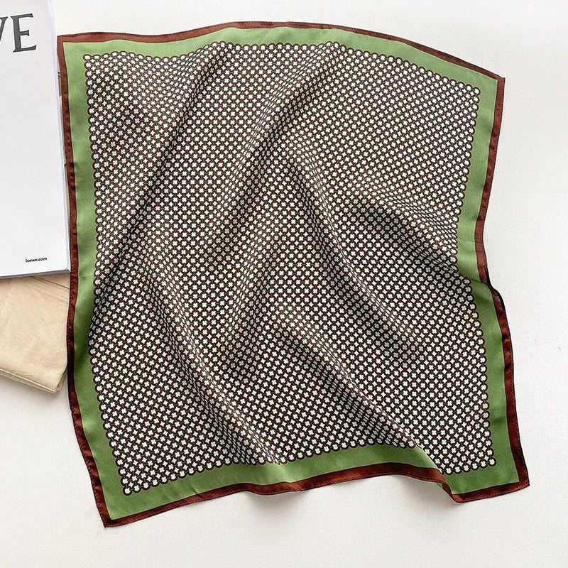 100% Real Silk Scarf Geometric Retro Fashion Scarves