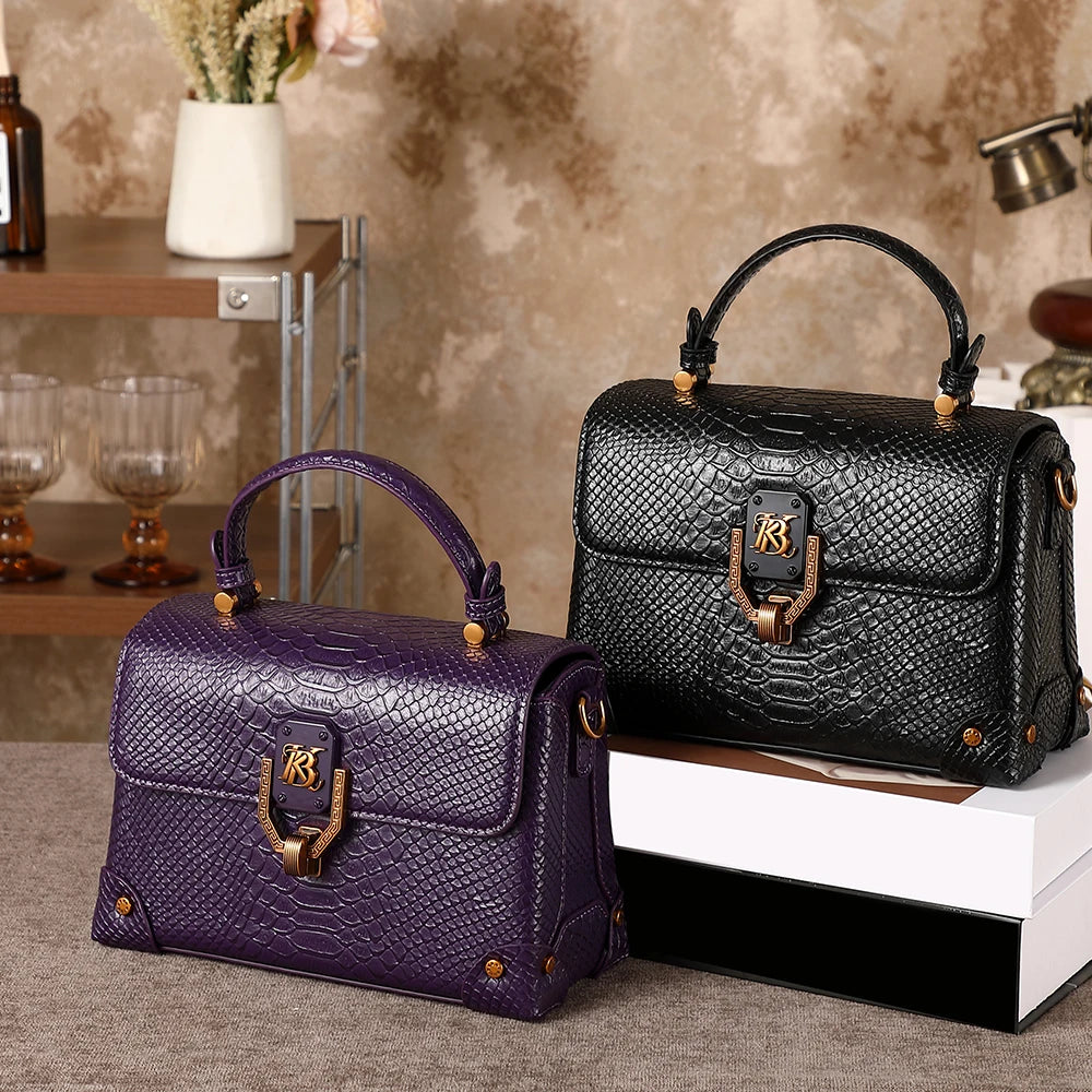 High-end style fashionable snake pattern shoulder crossbody bag