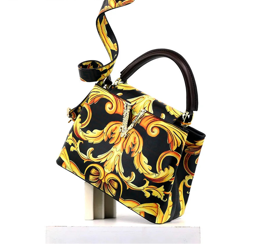 Printed Handbag Microfiber Luxury Elegant Shoulder Crossbody Bag