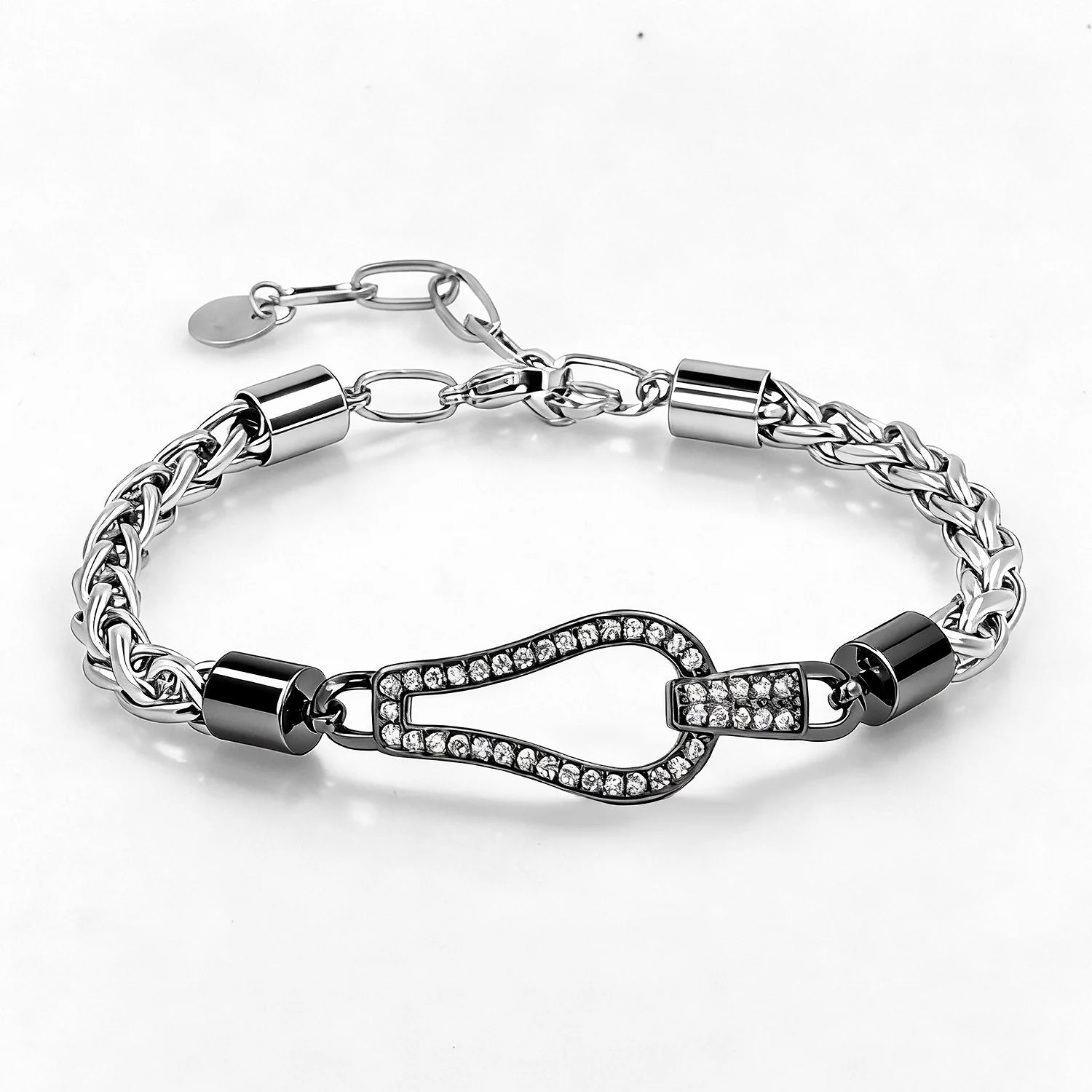Cubic Zirconia Hollow Geometric Bracelet Braided Adjustable Chain