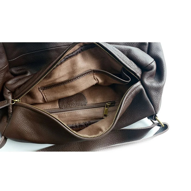 Slouchy Style Square Crossbody Bag Soft Genuine Leather Tote