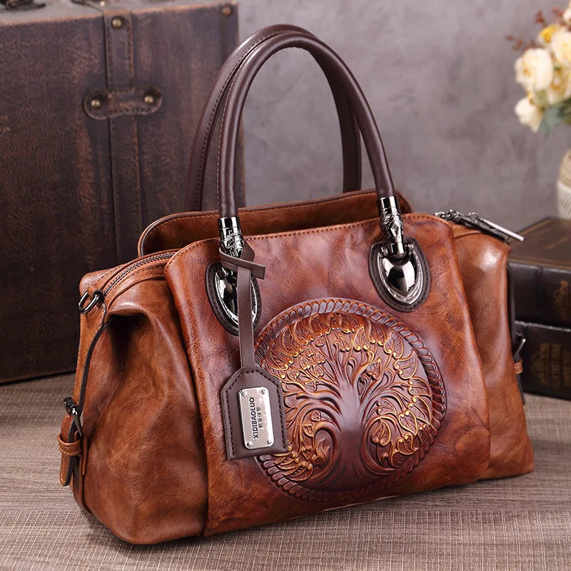 Faux Leather Boston Bag Classic Handbag Vintage Luxury Bag