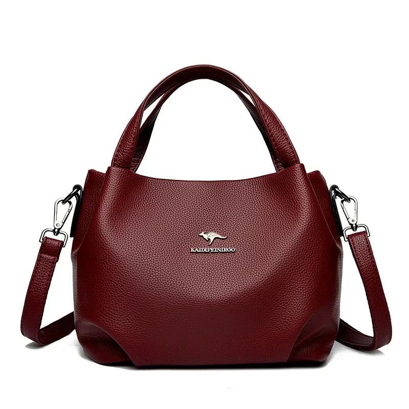 Soft Leather Top-Handle Bags Luxury Designer Handbag Solid Color Ladies Shoulder Bag