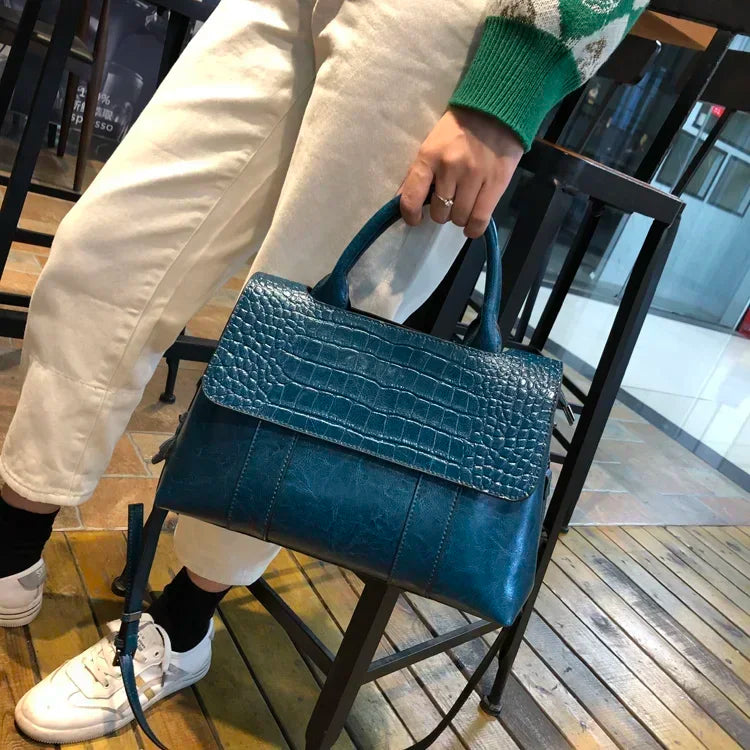 Real Leather Crossbody Bag Female Cowhide Designer Luxury Retro Large Capacity