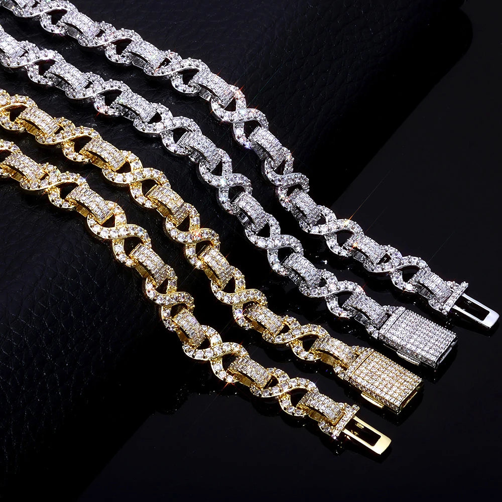 10mm Iced Out Infinite Chain Bracelet Bling Cubic Zirconia Bracelet Jewelry