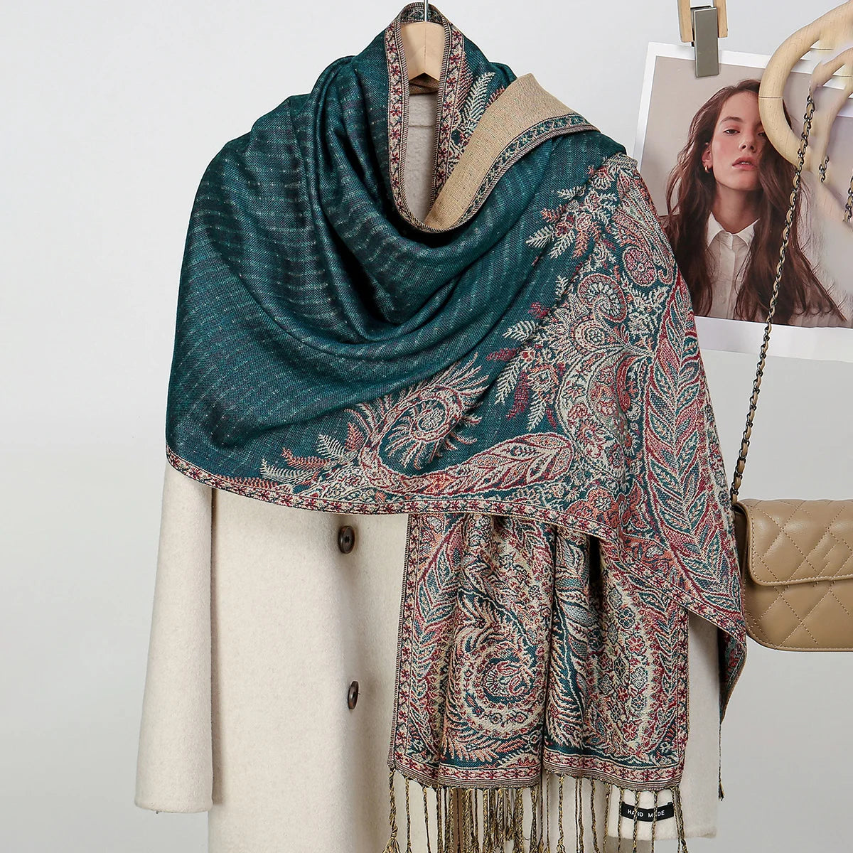 Paisley Embroidery Retro Cashew Cotton Scarf Wraps