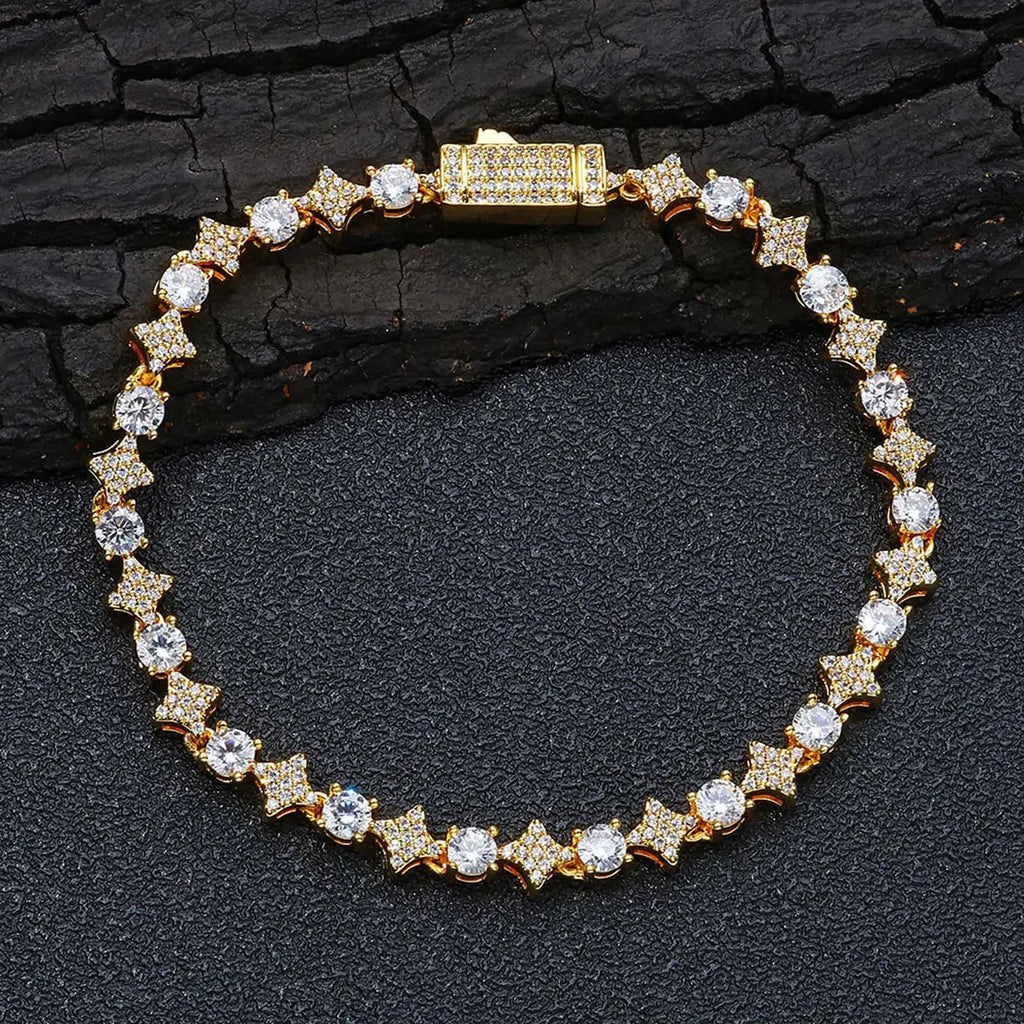Glamorous Star Tennis Bracelet Celestial Four-Point Star Chain