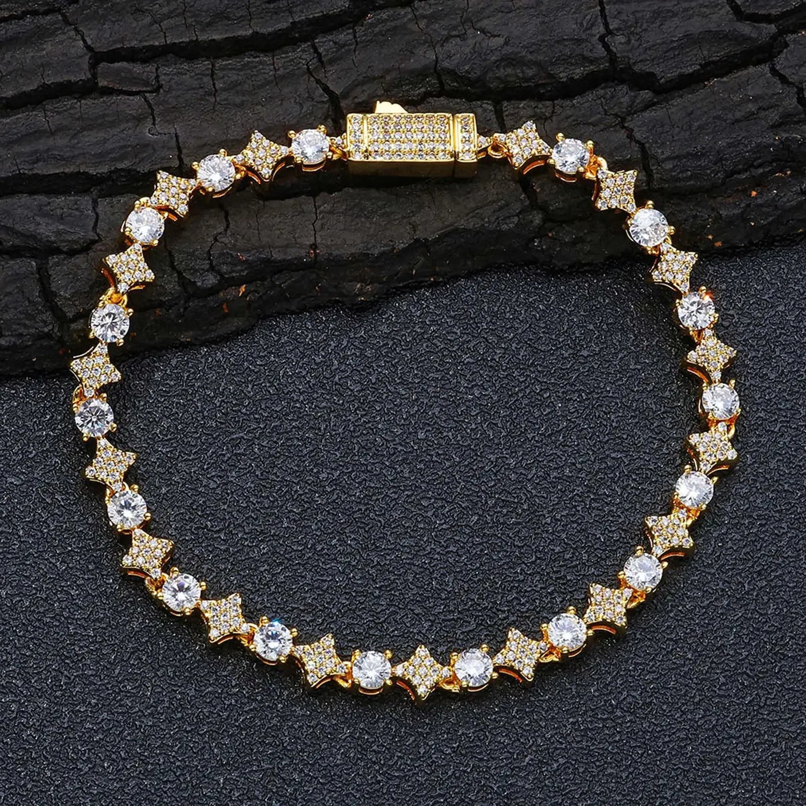 Glamorous Star Tennis Bracelet Celestial Four-Point Star Chain