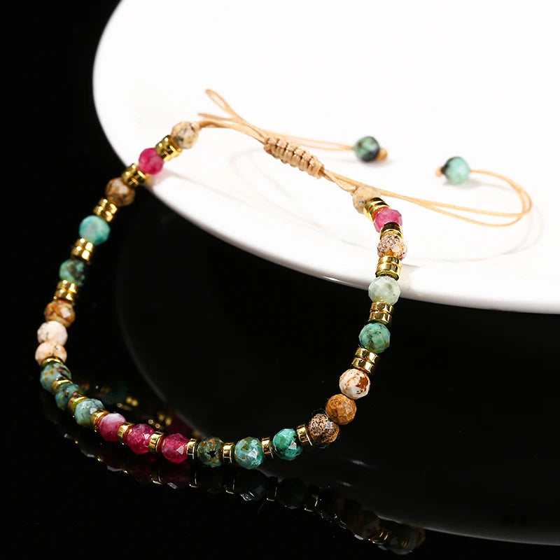 Natural Stone Faceted Turquoise Colored Bracelet