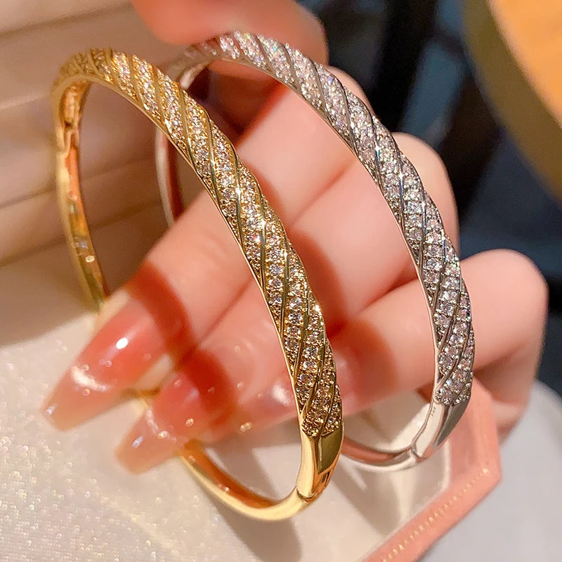 18k Gold plated brass jewelry bangle luxury court style trendy fashion bangle bracelet