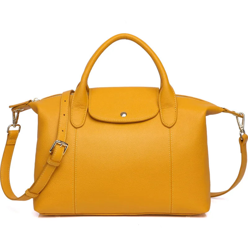 Fashion Women's Boston Bag High Quality Genuine Leather Shoulder Bag Large Capacity