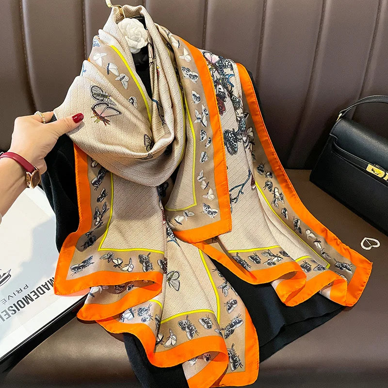 180*90cm Luxury Brand Women Scarf Summer Silk Shawl Lady Wrap Soft Design