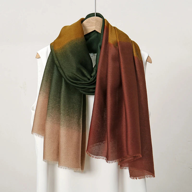 Elegant Soft Color Collision Gradient Viscose Long Scarf