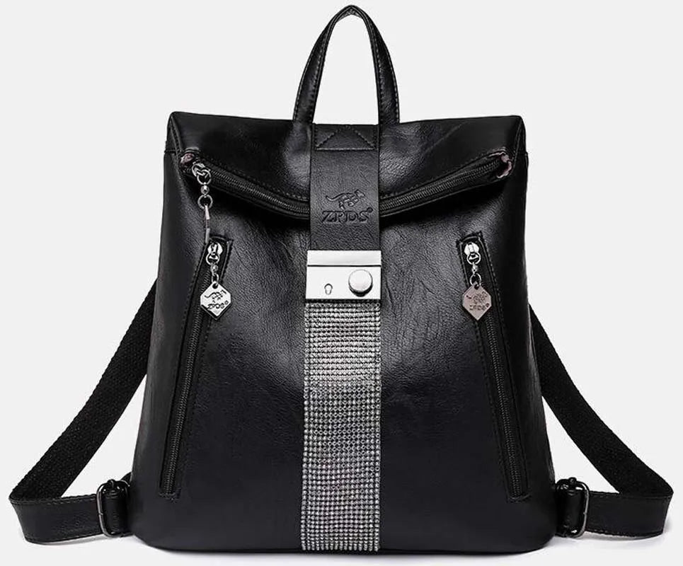 Fashionable Women Leather Backpacks Large Capacity Shoulder Bags Travel Backpack