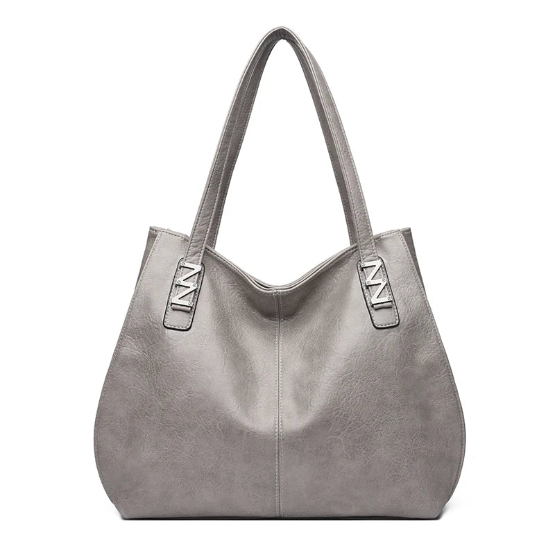 Big Retro Design PU Leather Shoulder Bags Trendy Female Handle Bag Lady Handbags