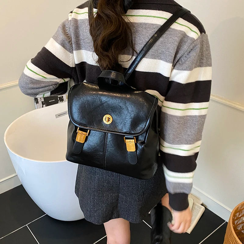 Small Pu Leather Backpacks Fashion Vintage Luxury Bag