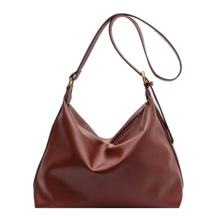 Neutral Style Tote Bag Faux Leather Construction Wide Strap