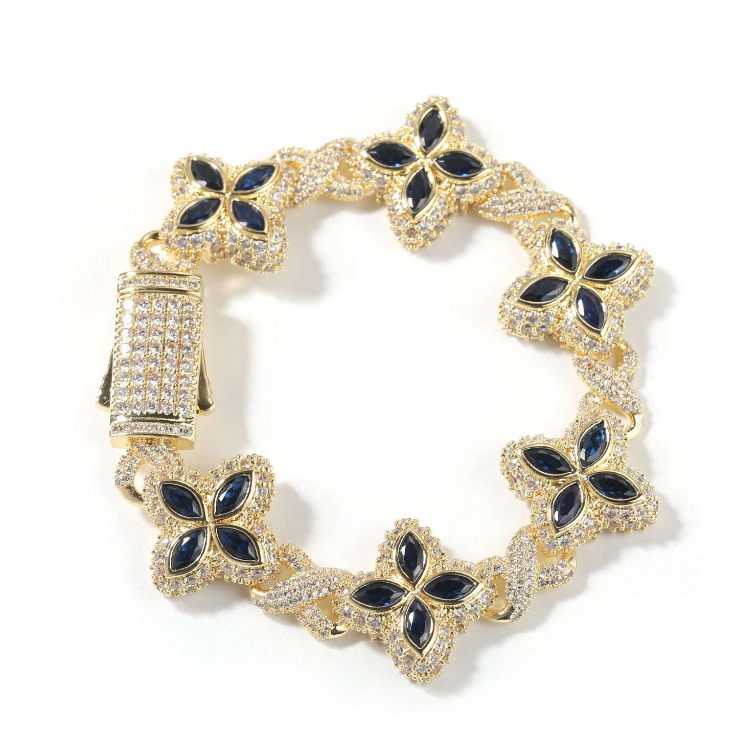 Iced Baguette CZ Floral Infinity Bracelet Jewelry
