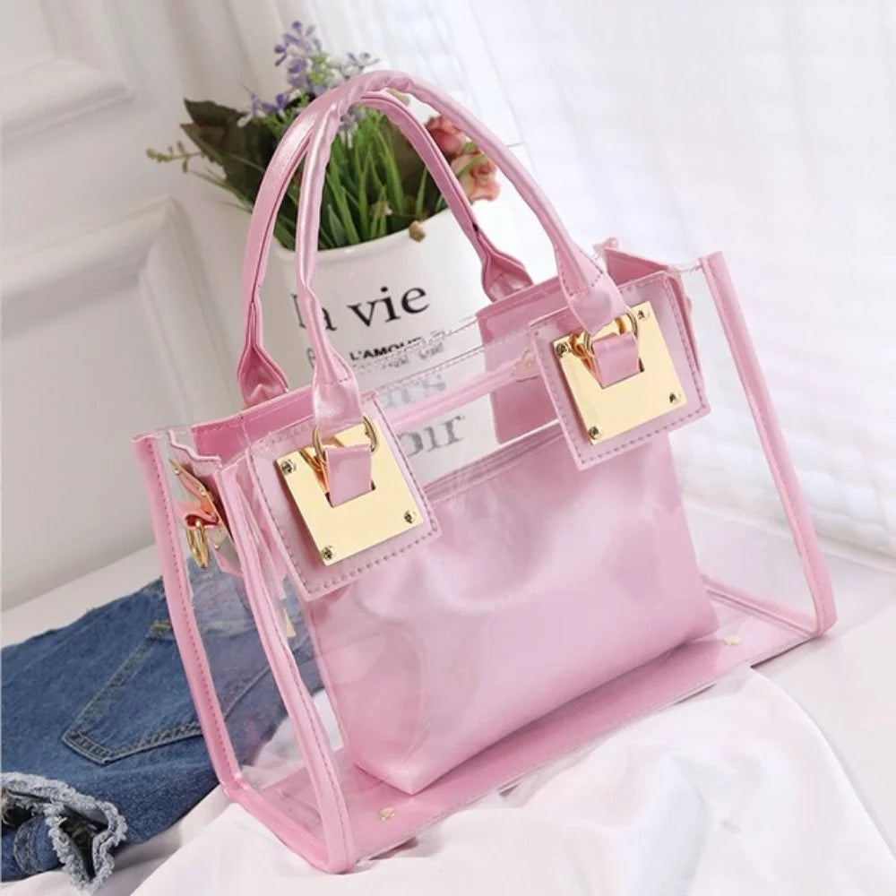 Transparent Jelly Crossbody Bag PVC Designer Square Handbag Large Capacity Bag