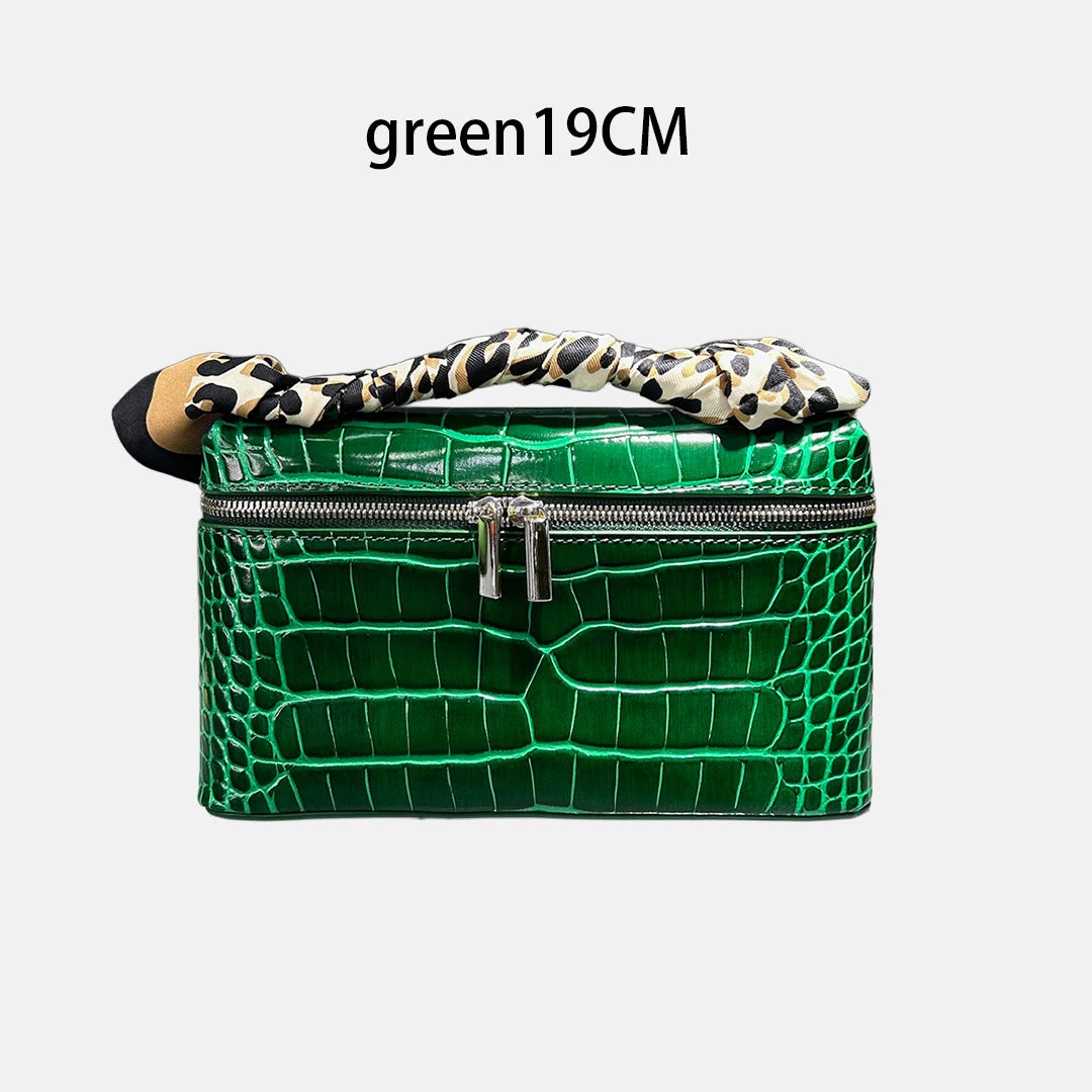 Small Crossbody Handbag Genuine Leather Crocodile Pattern Design