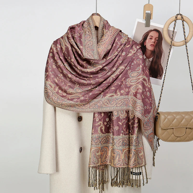 Paisley Embroidery Retro Cashew Cotton Scarf Wraps