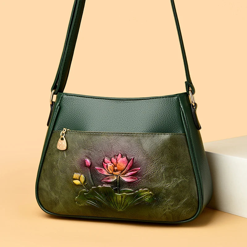 Fashion Luxury Women Tote Bags Designer Flower PU Leather Shoulder Crossbody Bag