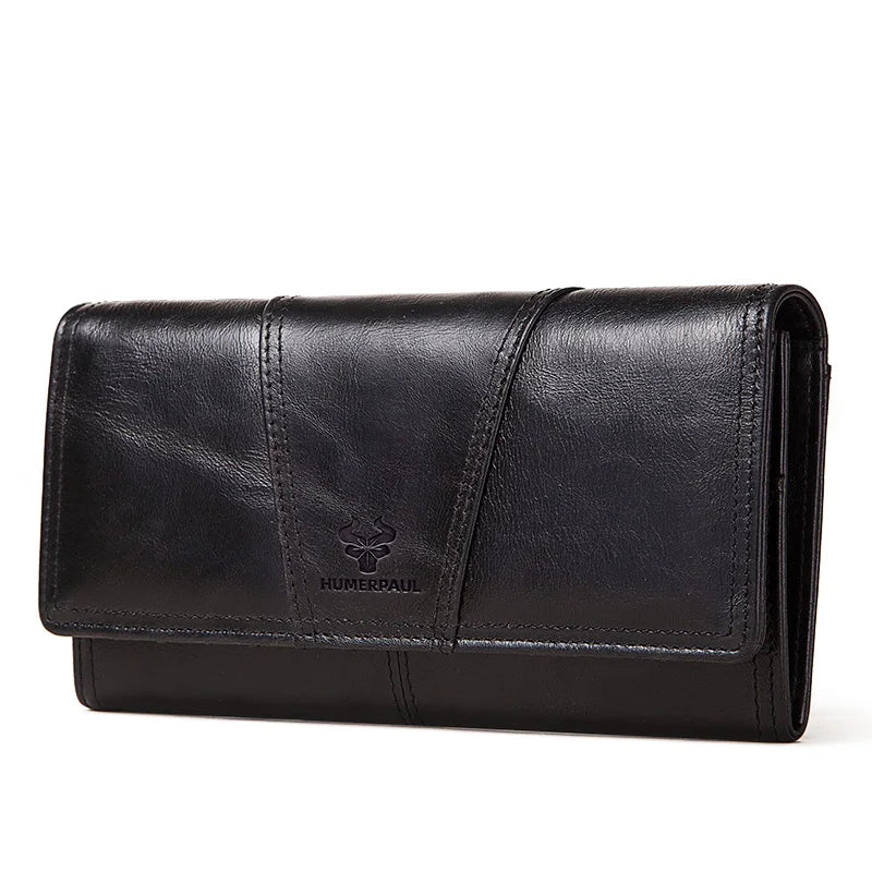 100% Genuine Leather Women Wallets Long With Cell Phone Holder Pocket