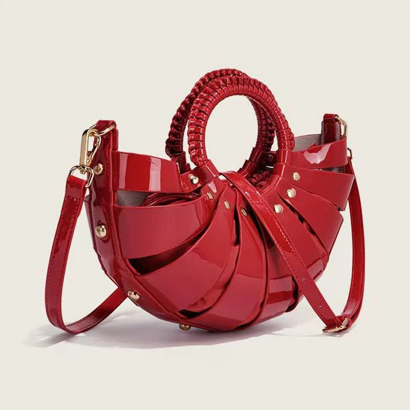 Fashionable ring design crossbody bag hollowed out inner handbag