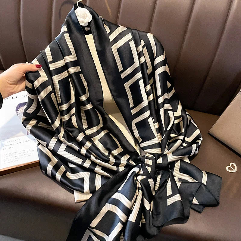 180*90cm Luxury Brand Women Scarf Summer Silk Shawl Lady Wrap Soft Design