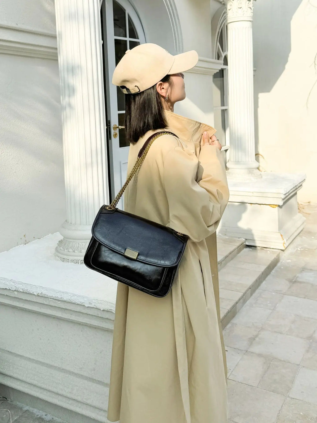Luxury small square shoulder bag women fashion genuine cowhide leather satchel