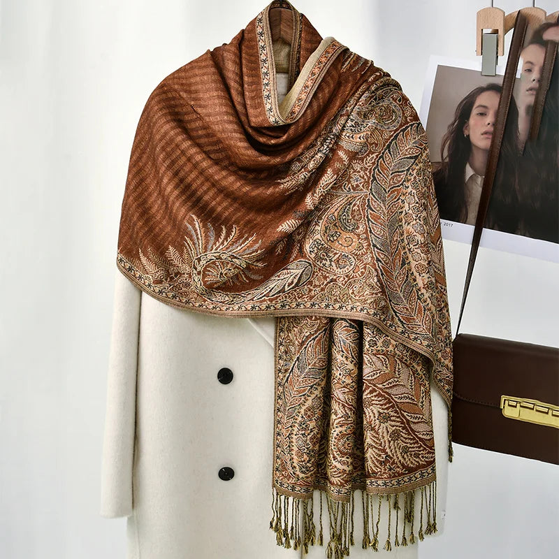 Paisley Embroidery Retro Cashew Cotton Scarf Wraps