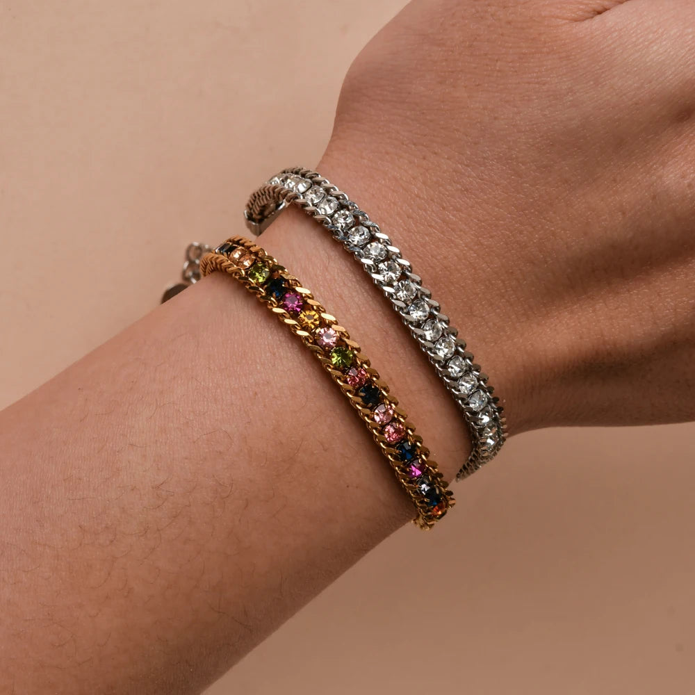 Gold Color Woven Crystal Cubic Zirconia Bracelet Jewelry