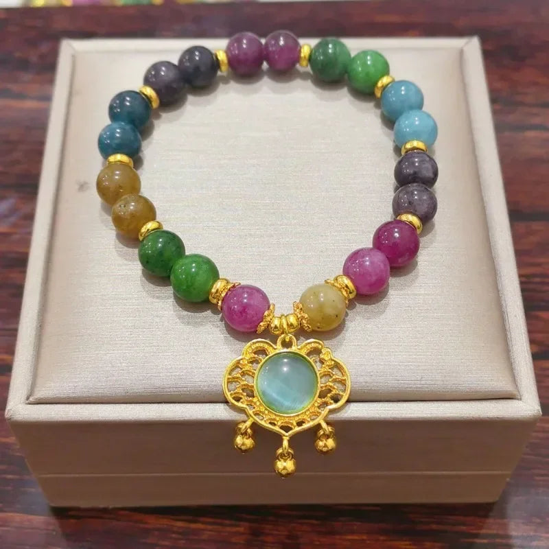 Natural Jade Agate Bracelet Exquisite Flower Design