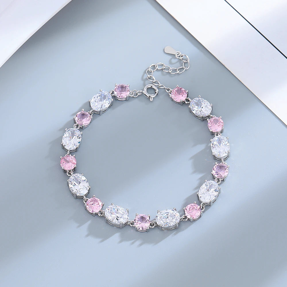 Red Ruby Bracelets Female Real S925 Silver Gemstone Bracelet