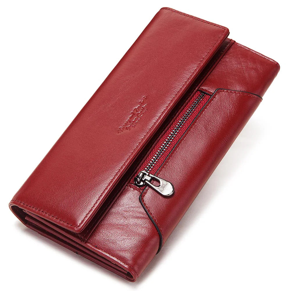 Fashion Women Genuine Leather Wallet Tri-fold Credit Card Holder Luxury Clutch
