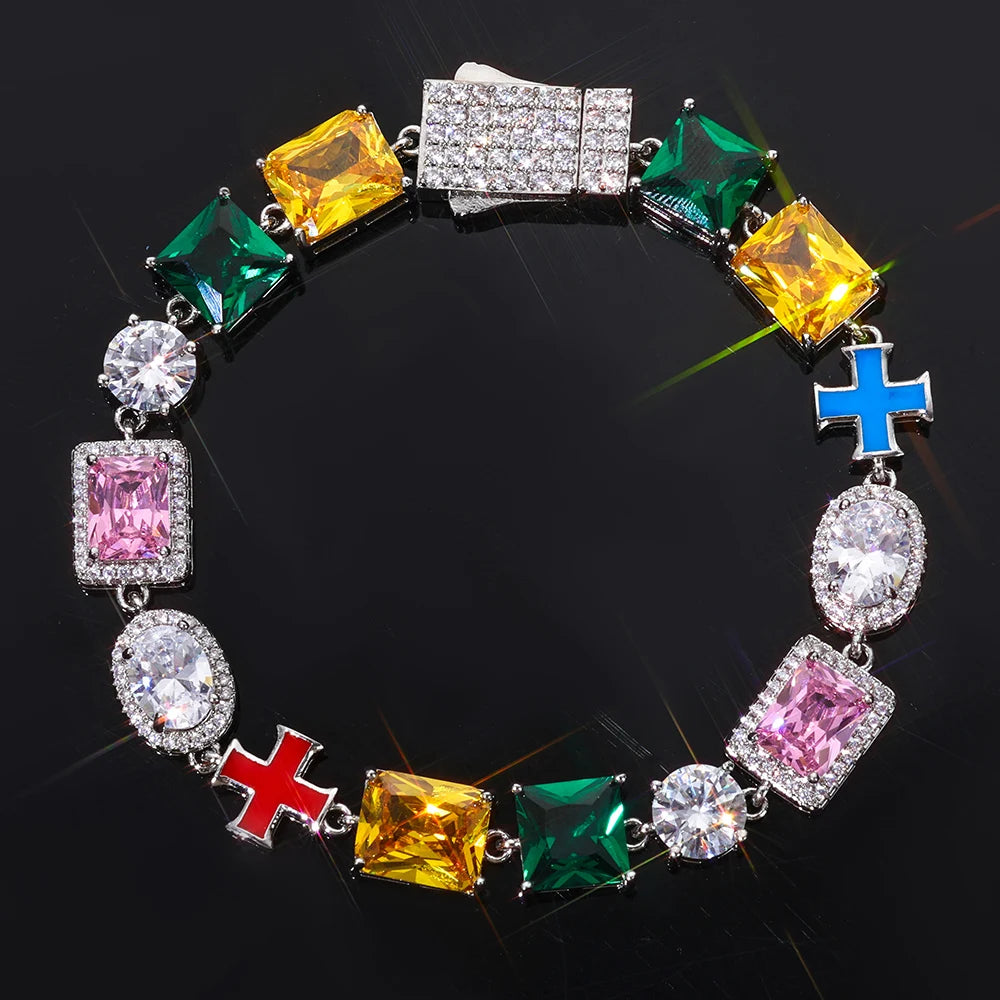 Multi Gemstone Bracelet Mixed Shape Rainbow Gems